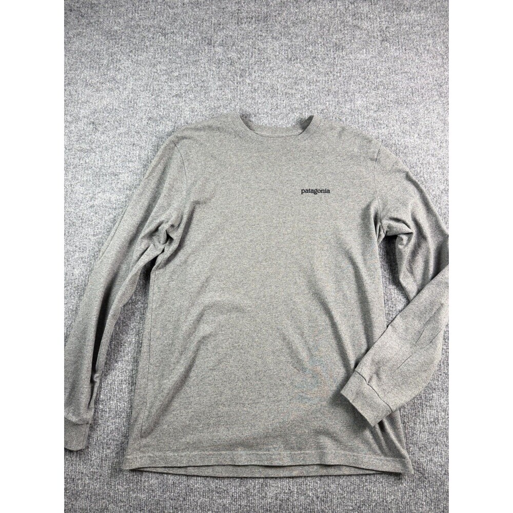 Patagonia Fitz Roy Logo Long Sleeve T Shirt Mens S Gray Regular Fit Outdoor
